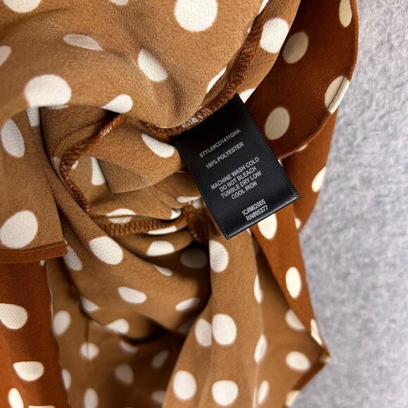 Sanctuary Dress Women 0 Brown White Polka Dot Mini Wrap Ruffle Preppy Casual NWT - Picture 8 of 12